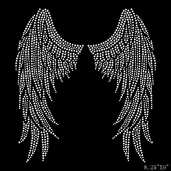 Big wings sticker Rhinestone Applique hot fix rhinestone patches iron on crystal transfers design shirt