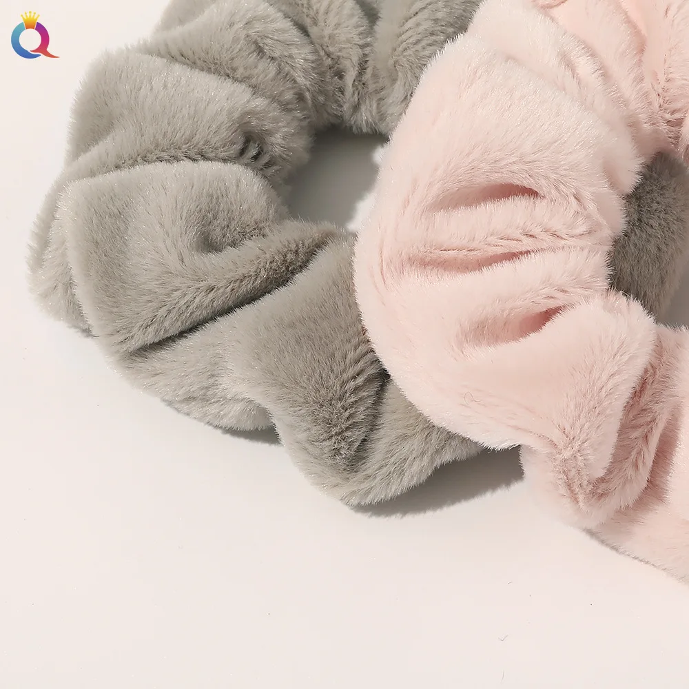 Winter Simple Plush Scrunchies Women Girls Elastic Hair Rubber Bands Accessories Tie Hair Ring Rope Headdress Headwear Ornament