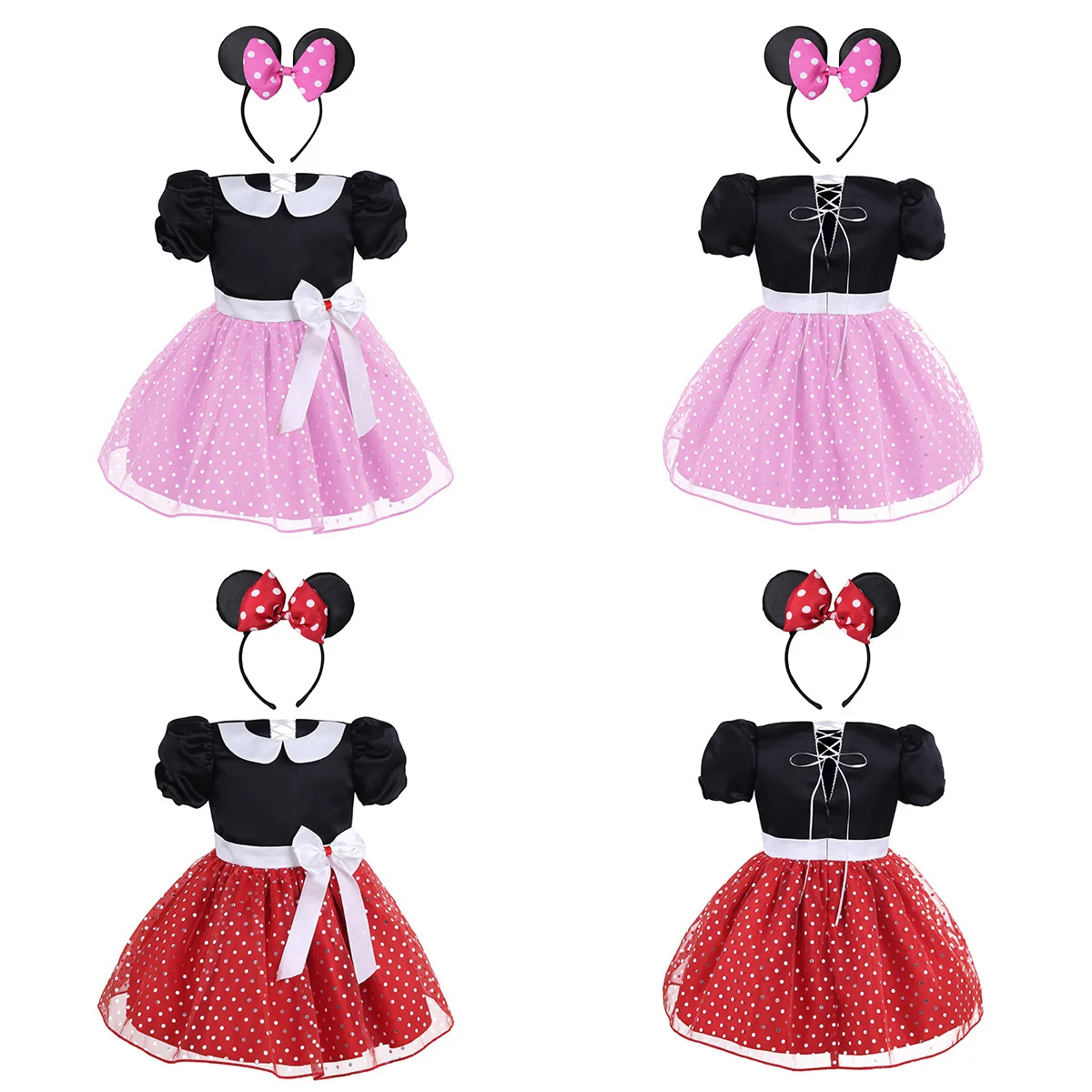 Cartoon Mouse Cosplay Princess Tutu Dress Baby Girls Christmas Party Polka Dot Dress Up Clothes Performance Ballet Dancewear