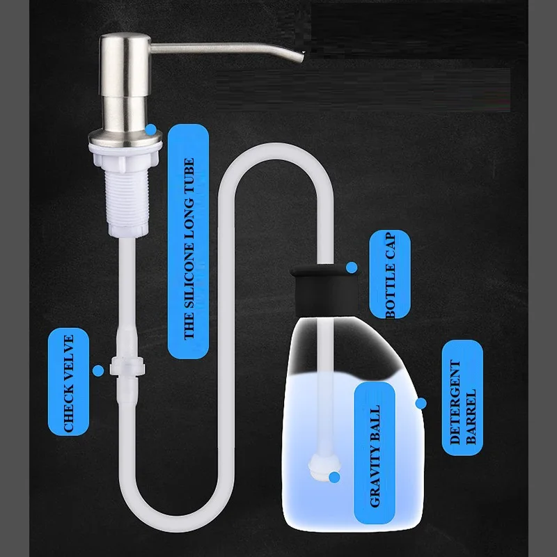 موزع الصابون المطبخ بالوعة زجاجة حساء سائل أو مع أنبوب السيليكون الحمام المنظفات السائل غسل اليد موزع الصابون مضخات