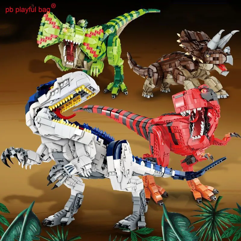 

PB Playful Bag Jurassic simulation dinosaur assembled building block model children's educational toys Creative gifts UG62