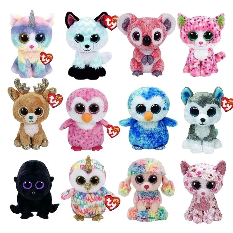 Ty Beanie Boos ojos grandes unicornio zorro gato pingüino caniche
