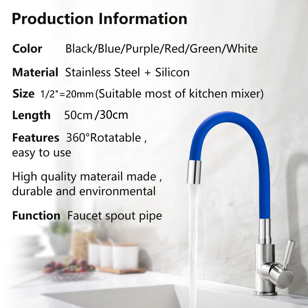 360-Degree Adjustable Colorful Faucet Sprayer Stainless Steel Spout Kitchen Sink Aerator Faucet Replacement Accessories