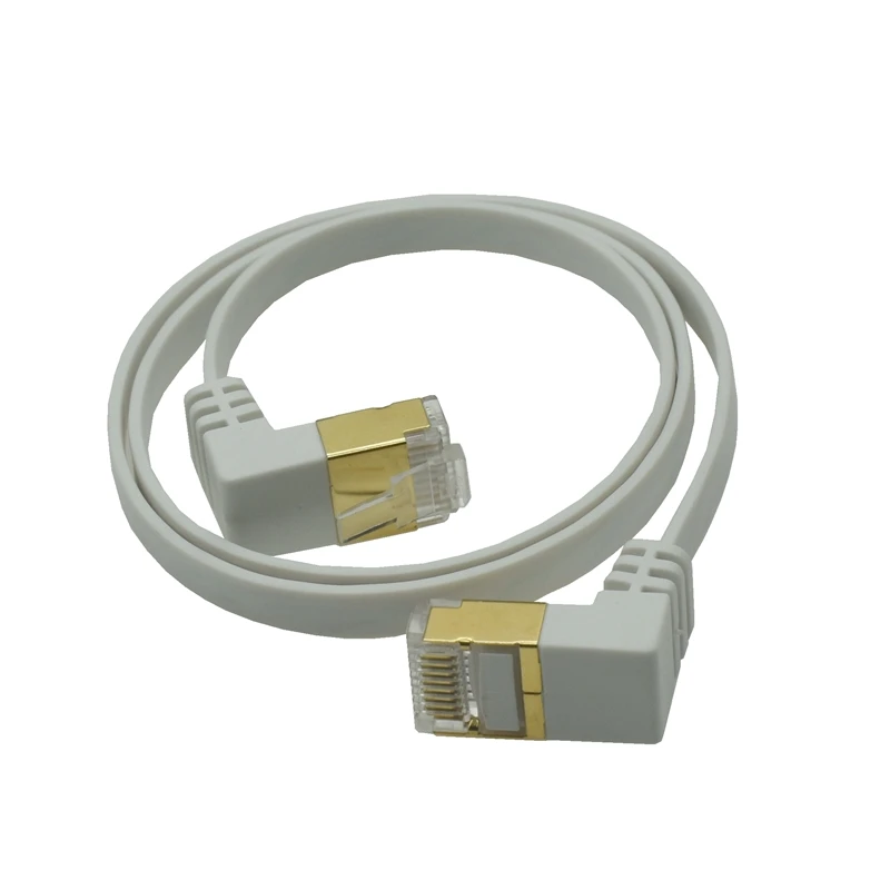 Kabel płaski Cat6 podwójny łokieć pochylony w dół i w górę 90 stopni RJ45 Cat6 8P8C STP UTP Cat6 Ethernet przewód sieciowy 1m 2m 5m