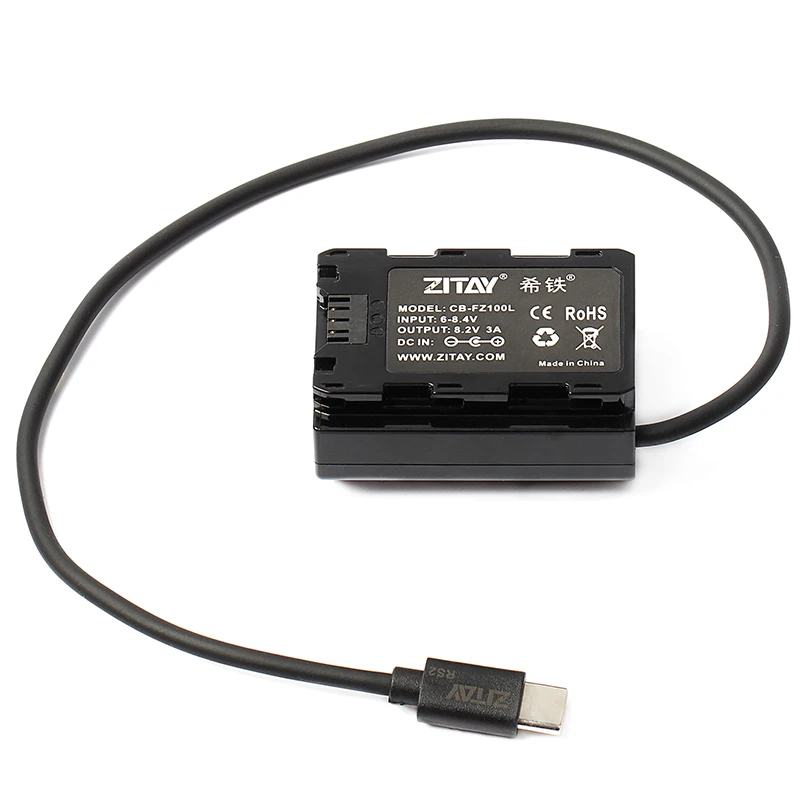 ZITAY DJI Ronin RS2 to NP-FZ100 Camera Dummy Battery for Sony A73 A7R3 A7S3 fx3 DR12 Alpha A7III A7R III A9R A9S Camera Battery