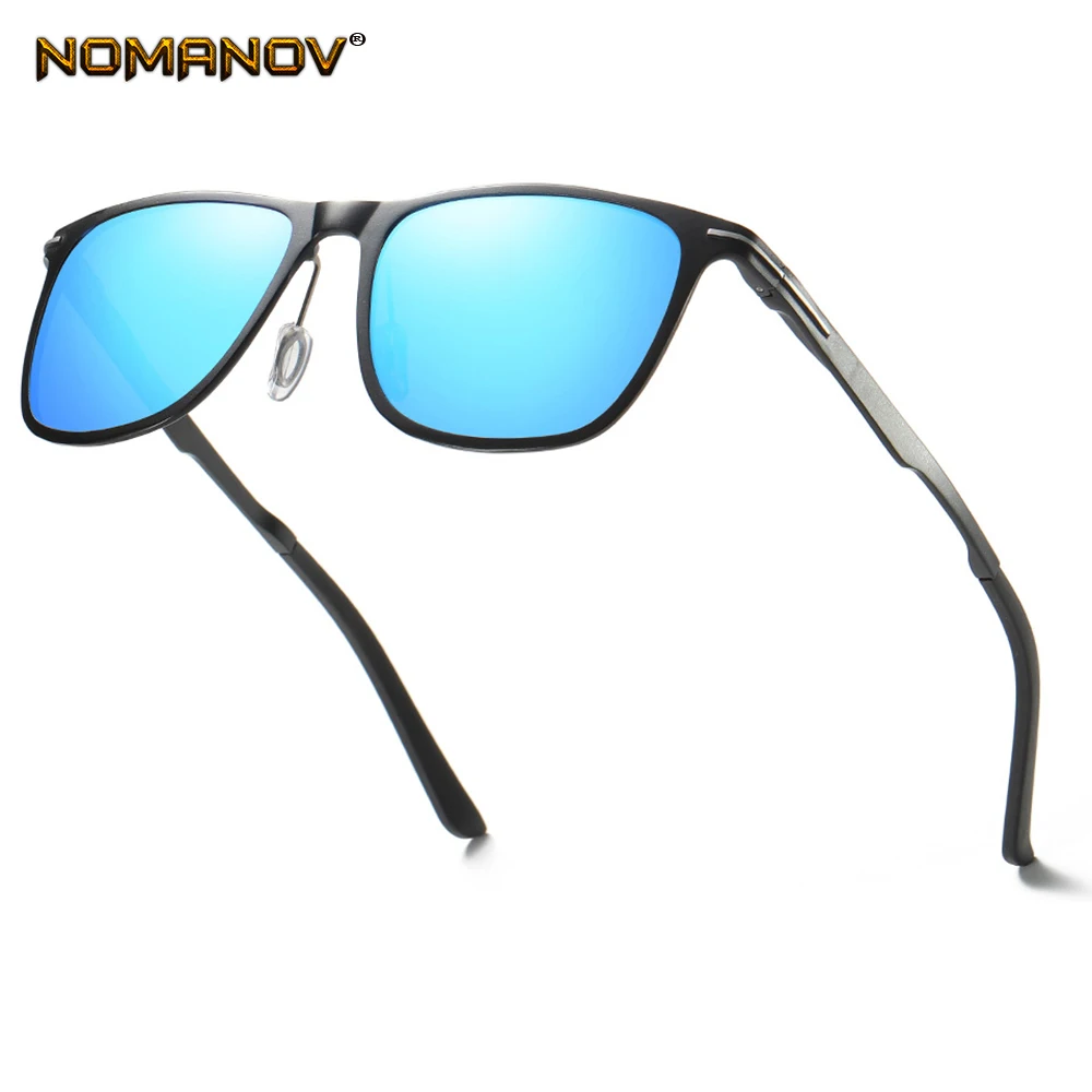 AL-MG Big square Men Women Sun Glasses Polarized Mirror Blue/ Red Sunglasses Custom Made Myopia Minus Prescription Lens -1 to -6