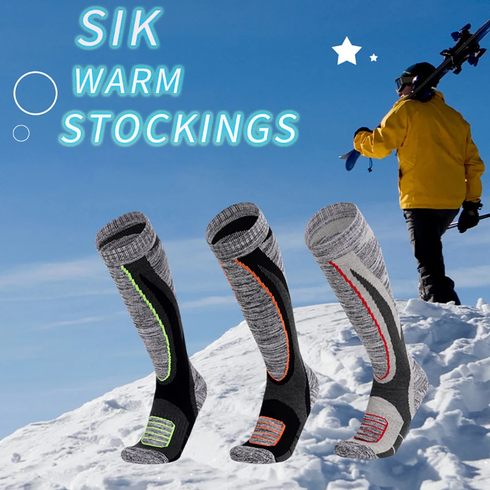 KoKossi Winter Long Tube Ski Socks Men Women Outdoor Sports Absorb Sweat Towel Bottom Keep Warm Comfortable Camping Skiing Socks