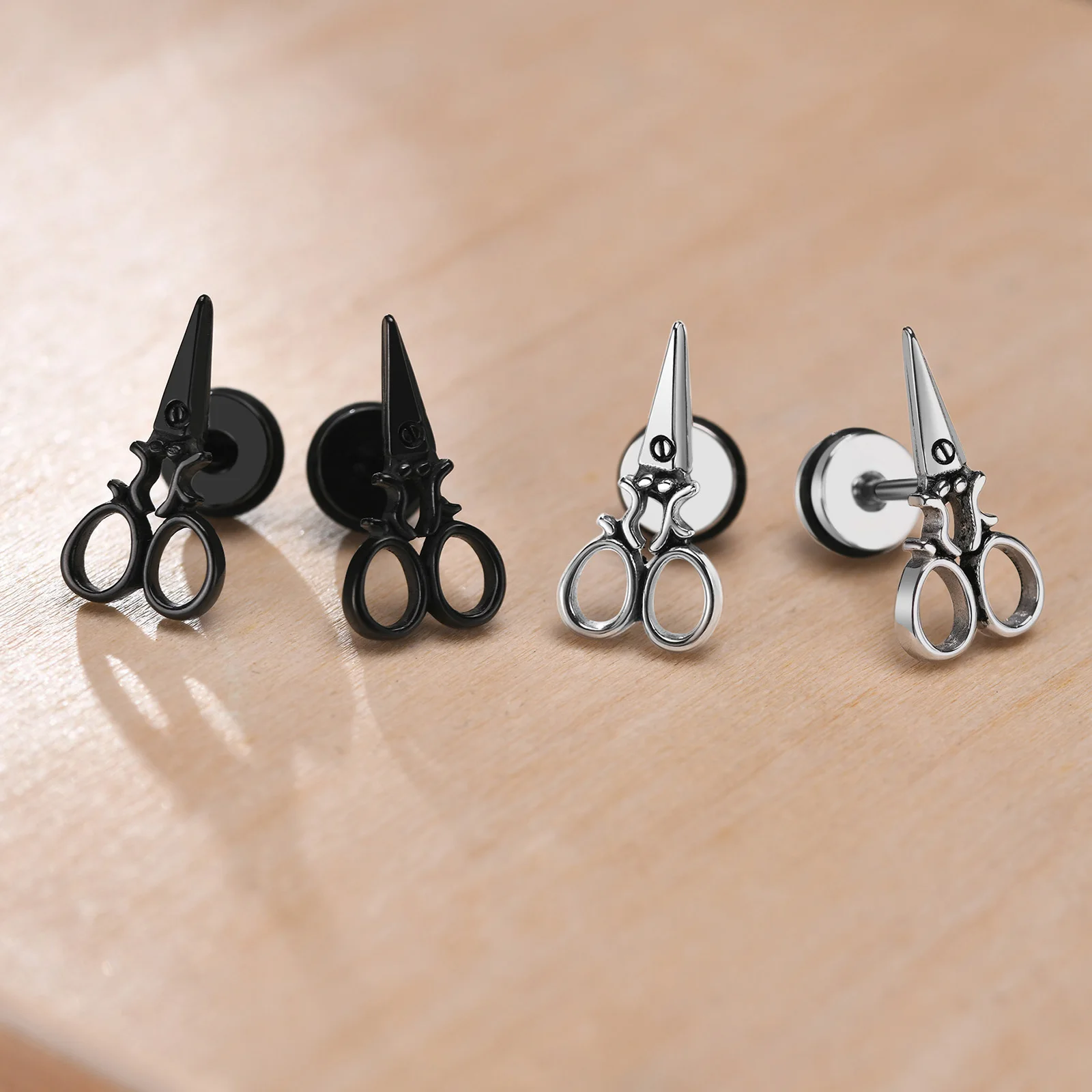 Scissors Studs Earring Men, Hairdresser Seamstress Earrings,Stainless Steel Sewing Hairdresser Gift,Screw-On Ear Plugs