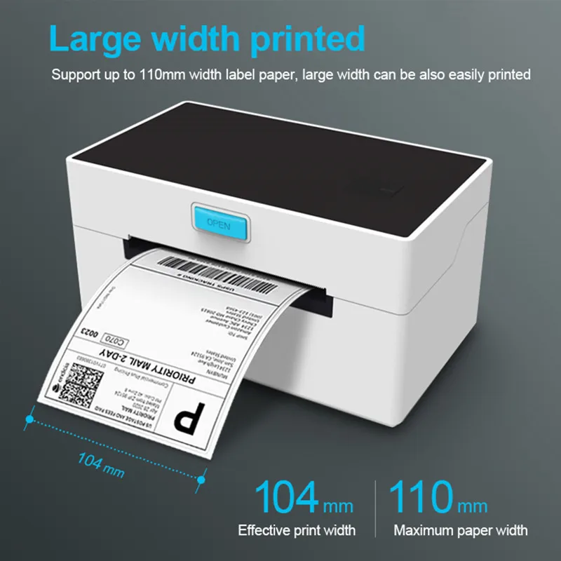 ZJ9220 4×6 Inch Shipping Label Maker Express Waybill Product Barcode Price Sticker Width 40-110mm USB Bluetooth Thermal Printer