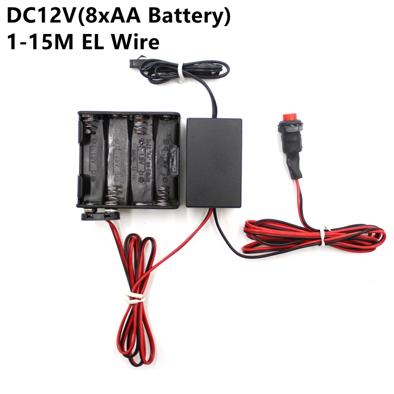 

DC12V 8 * AA батарея питания адаптер драйвер контроллера инвертор для 1-15 м электролюминесцентный провод el свет, DC В AC