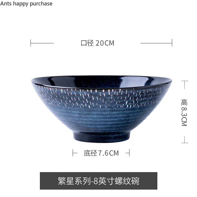 Blue Ceramic Bowl Noodle Bowl Large Soup Bowls Fruit Plate and Salad Bowl Dinner Plate Dessert Bowls Dish Decorative Tableware