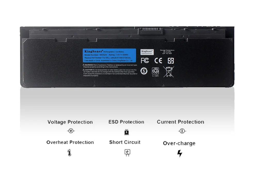 KingSener New WD52H VFV59 45WH 52WH Laptop Battery For DELL Latitude E7240 E7250 Series W57CV 0W57CV GVD76