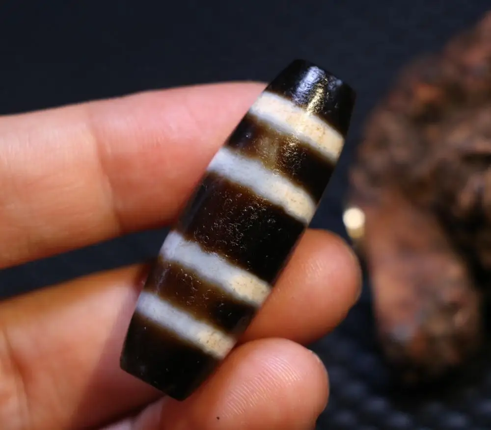 Treasure Talisman Magic Power Tibetan Old Agate 4 Wide Line Healer Medicine dZi Bead Pendant Totem  timestown