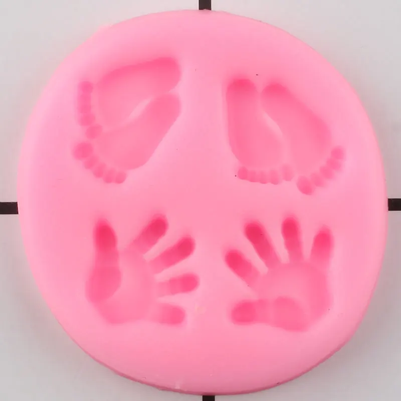 DIY Baby Foot Hand Silicone Mold Baby Birthday Cupcake Topper Fondant Cake Decorating Tools Candy Candy Chocolate Gumpaste Mould