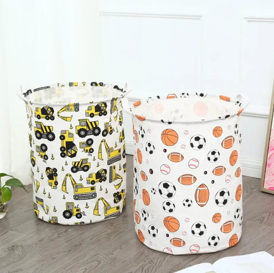 Football excavator Waterproof Laundry Hamper Portable Clothes Storage Baskets Home decoration barrel Folding kids toy organizer