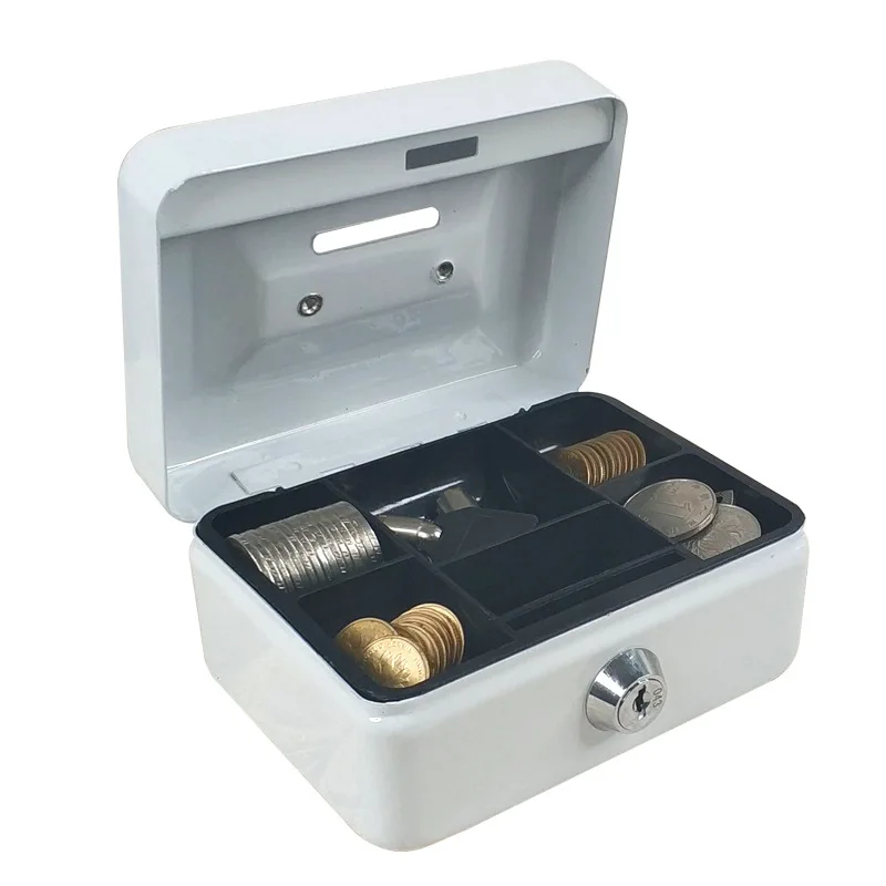 Thickened Metal Cash Box Portable Cash Box with Lock Cash Register Cash Register Box Mini Storage Box