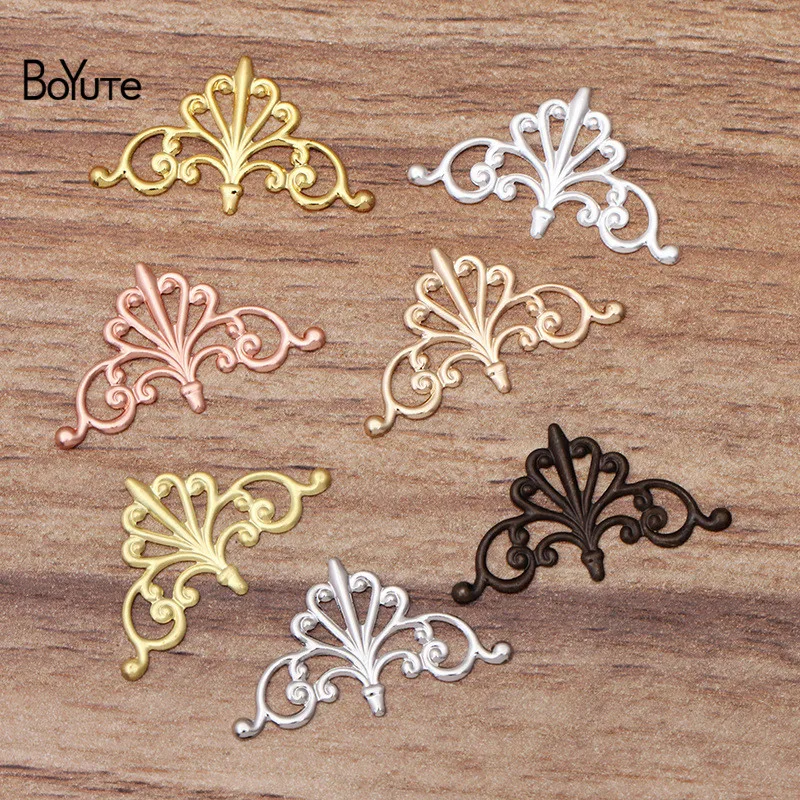 BoYuTe (100 Pieces/Lot) 16*28MM Metal Brass Filigree Findings Diy Hand Made Materials Jewelry Accessories Wholesale