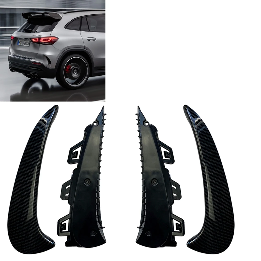 

For Mercedes Benz GLA Class GLA200 GLA260 H247 GLA35 AMG Line 2020-2021 Rear Bumper Air Vent Trim Carbon Fiber Look Splitter Kit