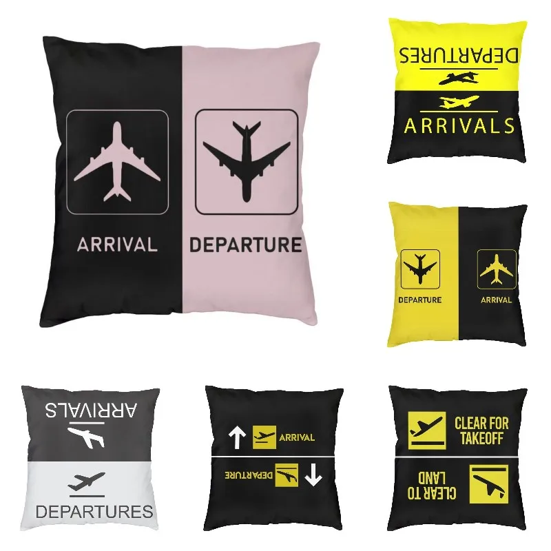 Custom Plane Arrivals And Departures Pillow Case Decoration 3D  Printing Aviation Aviator Airplane Cushion Cover for Sofa