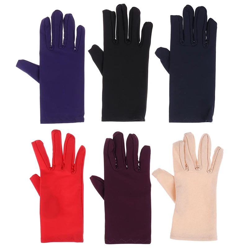 Glove Girl Lady Satin Short Finger Wrist Gloves Smooth Evening Party Formal Prom Costume Stretch Gloves Red White