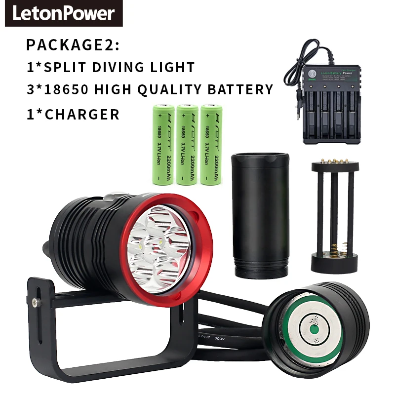 Imagem -06 - Letonpower Canister Lâmpada de Mergulho Luz Técnica Destacada Flashlight6xl2 10000lm Tocha Subaquática Led