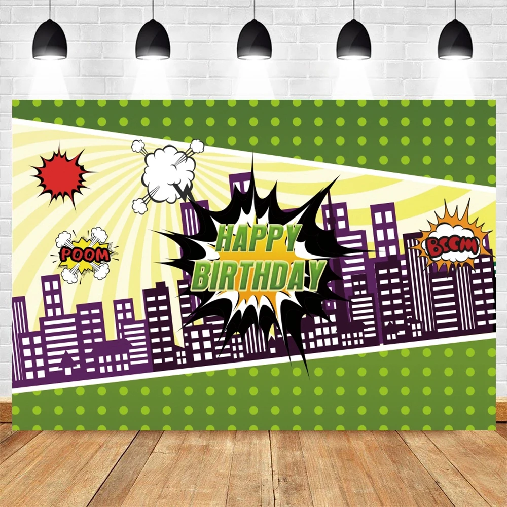 Fondo fotográfico de vinilo con dibujos animados para recién nacido, telón de fondo con diseño de superhéroes, ideal para Baby Shower, cumpleaños y sesión de fotos