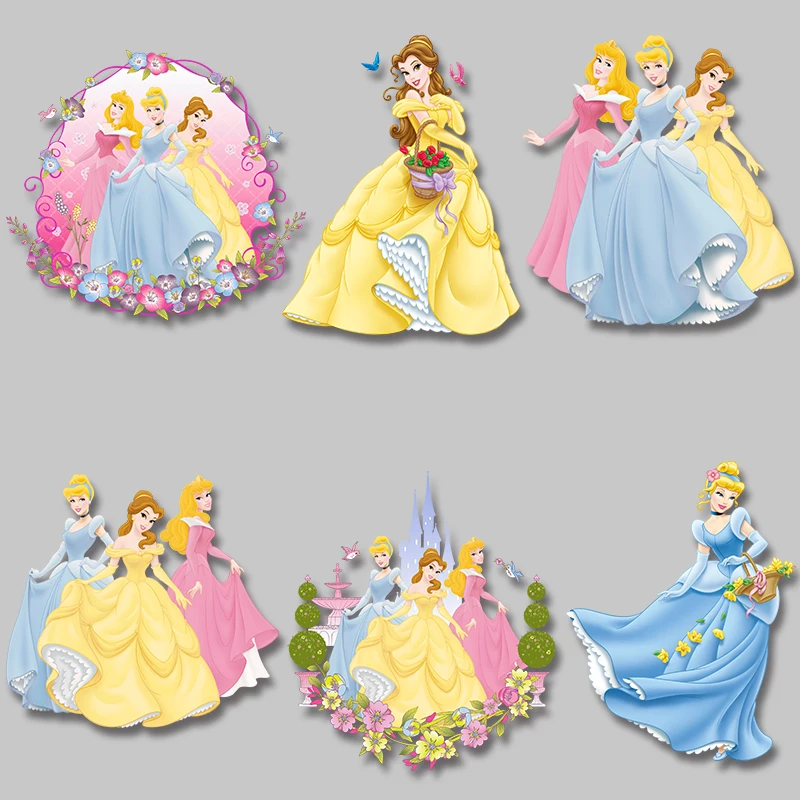 Cinderella Castle flower cartoon animation on Jackets bags socks pillow Clothing thermoadhesive patches DIY Appliques