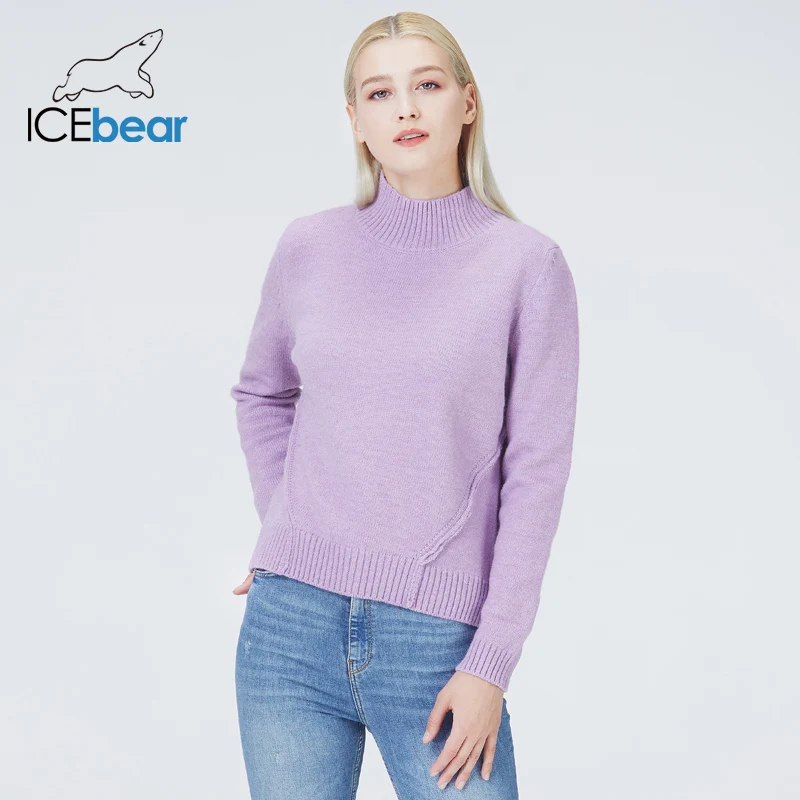 icebear 2022 fall winter women\'s tracksuit solid color turnleneck sweater suits knitted clothing BJ-3