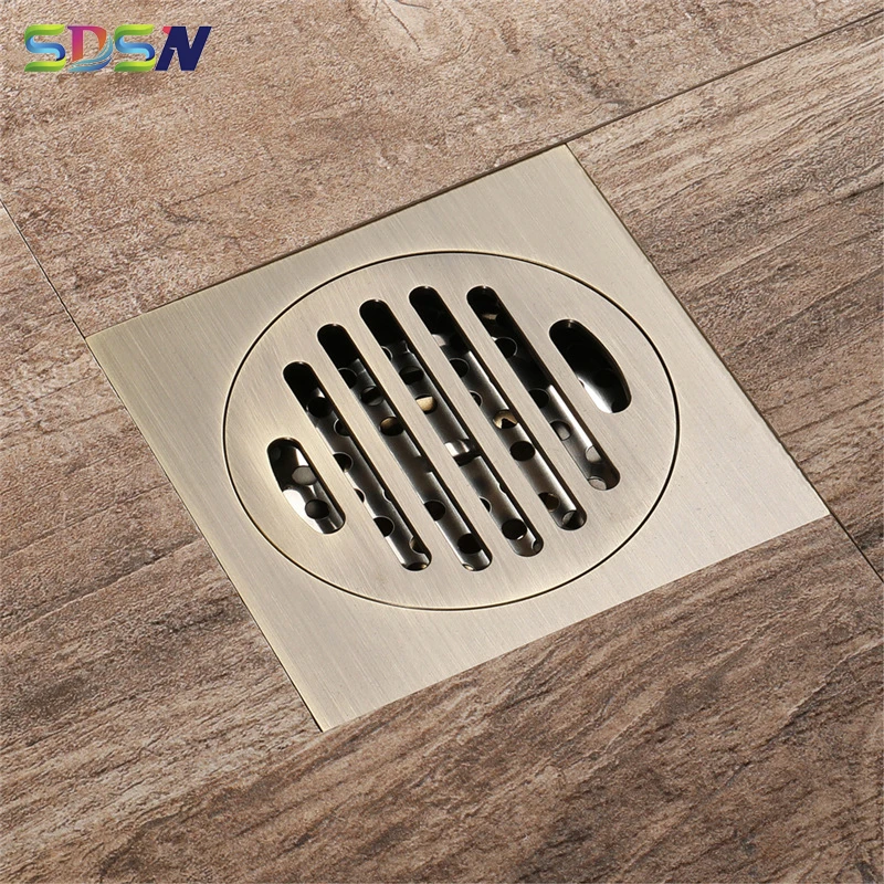 Floor Drain SDSN Deodorization Bathroom Floor Drainer Quality Brass Balcony Floor Drain 10cm Antique Bathroom Floor Drainer