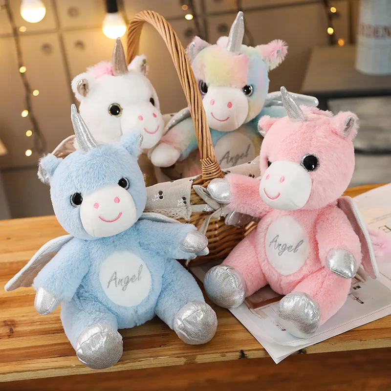 Soft Unicorn Plush Doll Lovely Angle Kawaii Stuffed Toy Fly Horse Animal Sleeping Pillow Birthday Gift for Girls Baby Kids