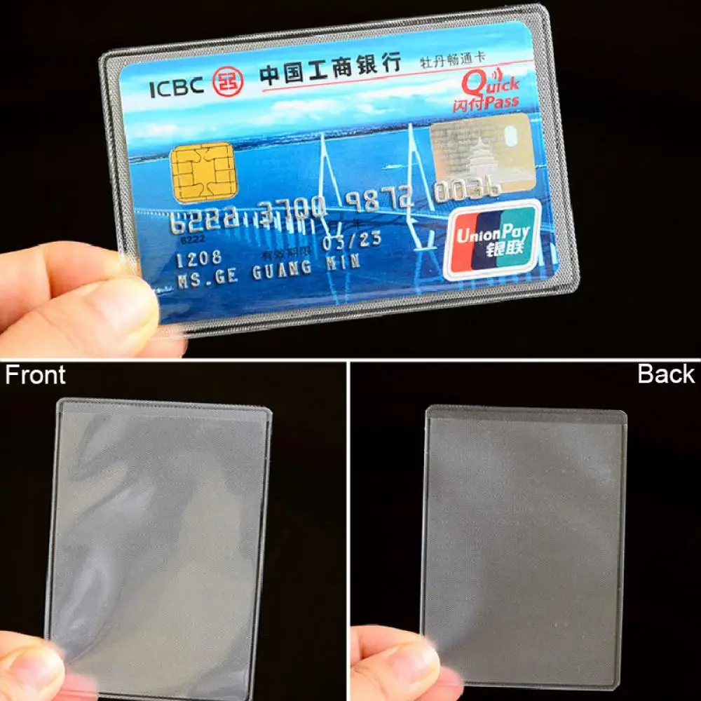 10pcs Clear Protect ID Card Business Card Cover PVC Transparent Credit Card Holder