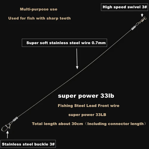 Imagen 2 del producto 5 unids/lote líder de alambre de acero con sedal de pesca antimordida giratorio 15kg 30cm accesorio de pesca correa Olta Leadcore
