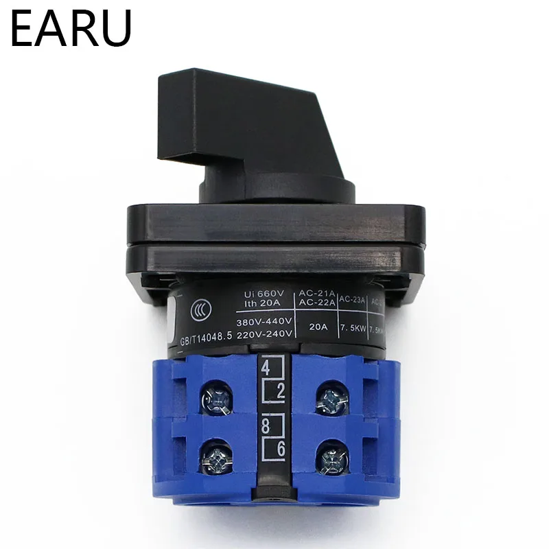 LW28-20 LW26-20 LW28 LW26 Series Electric 2/3/4 Position 8 Terminals Rotary Cam Changeover Switch With Screws 660V 20A Customize image 6