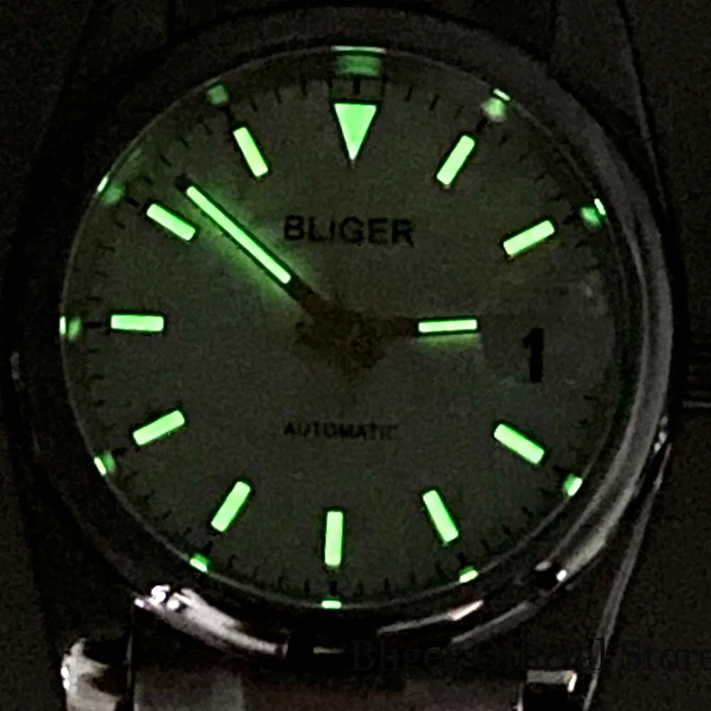 BLIGER Rose Gold Fluted Bezel NH35A 36MM/39MM Automatic Men Watch Palm Dial Green Lume Index Sapphrie Crystal  Jubilee Strap