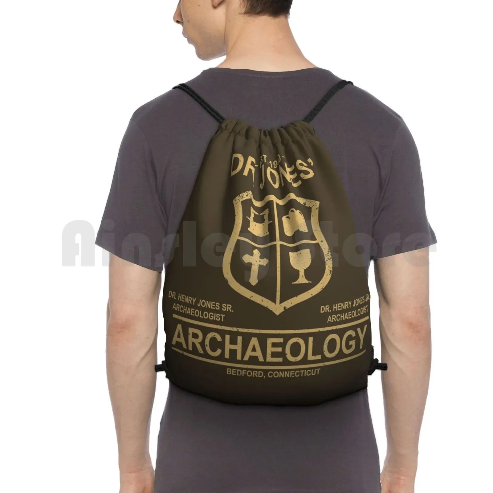 Dr. Jones' Archaeology Backpack Drawstring Bags Gym Bag Waterproof Indiana Jones Archaeology Indy Jones Dr Jones Movies