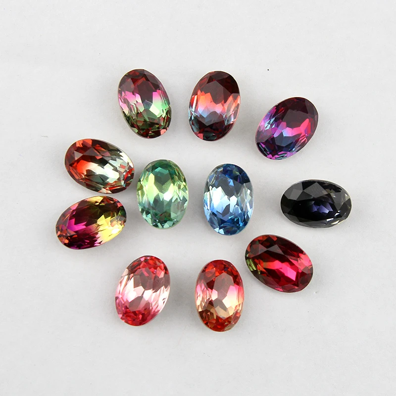 Oval Crystal Rhinestone No Hole Goldenback Pointback Tourmaline Jewelry Crafts Accessories Pendant Decoration