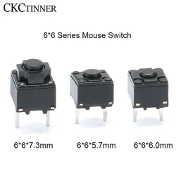 10pcs / lot square 2 foot mouse micro switch button  6*6*7.3/6*6*6.0/6*6*5.7MM micro switch Microsoft black dots