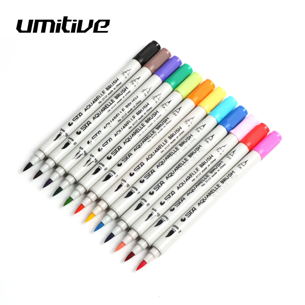 

Umitive Dual Tip Brush Pens Art Markers Calligraphy Pen 0.4 Fine-Liner Fine Tip Marker Pens Watercolor Brush Pen