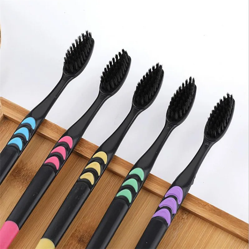 5pcs Double Toothbrush Ultra Soft Bamboo Charcoal Nano Toothbrush Black Tooth Brush Dental Personal Care Teeth Brush