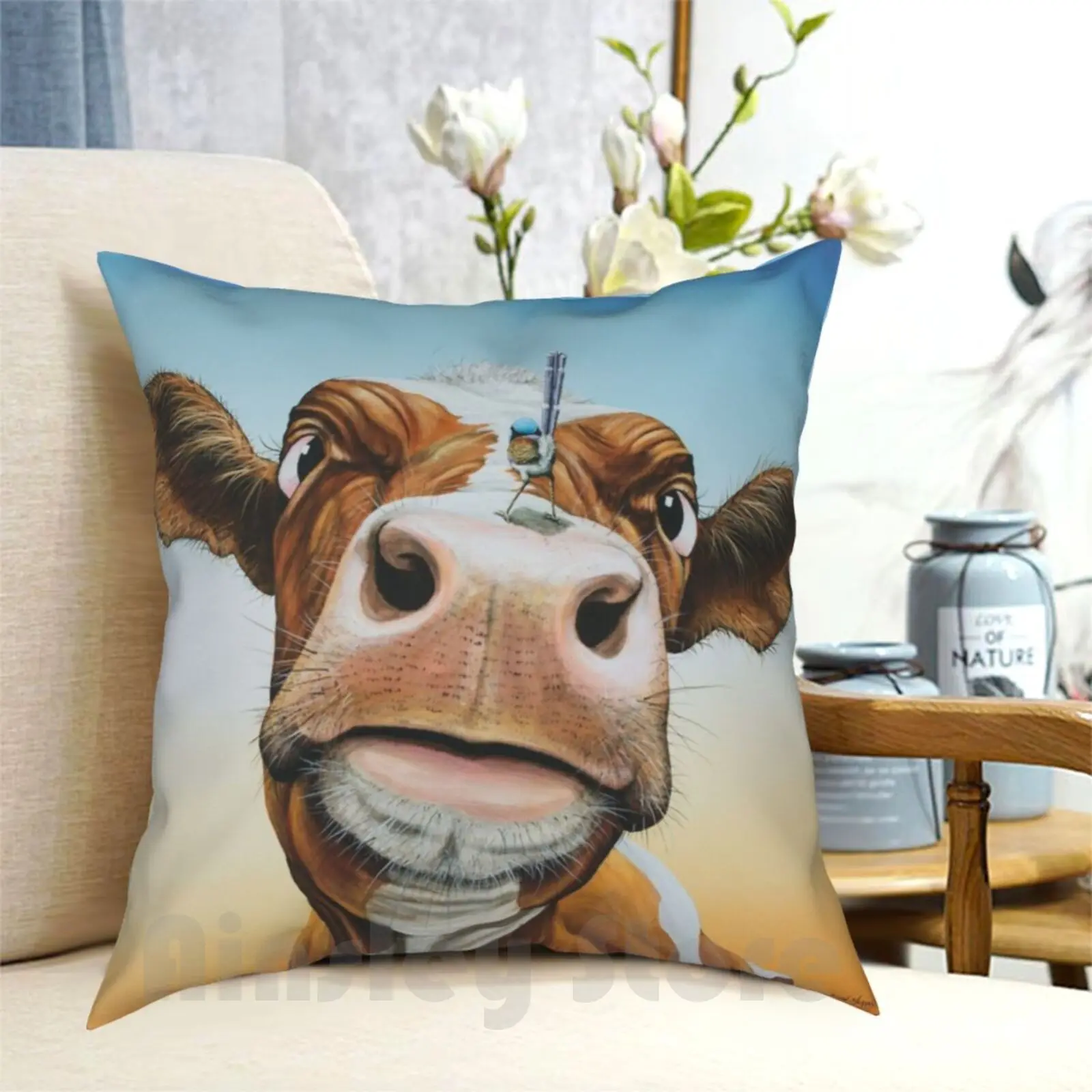 Fearless! Pillow Case Printed Home Soft Throw Pillow John Murray Cows Outback Outback Art Cow Paintings Outback Scenes