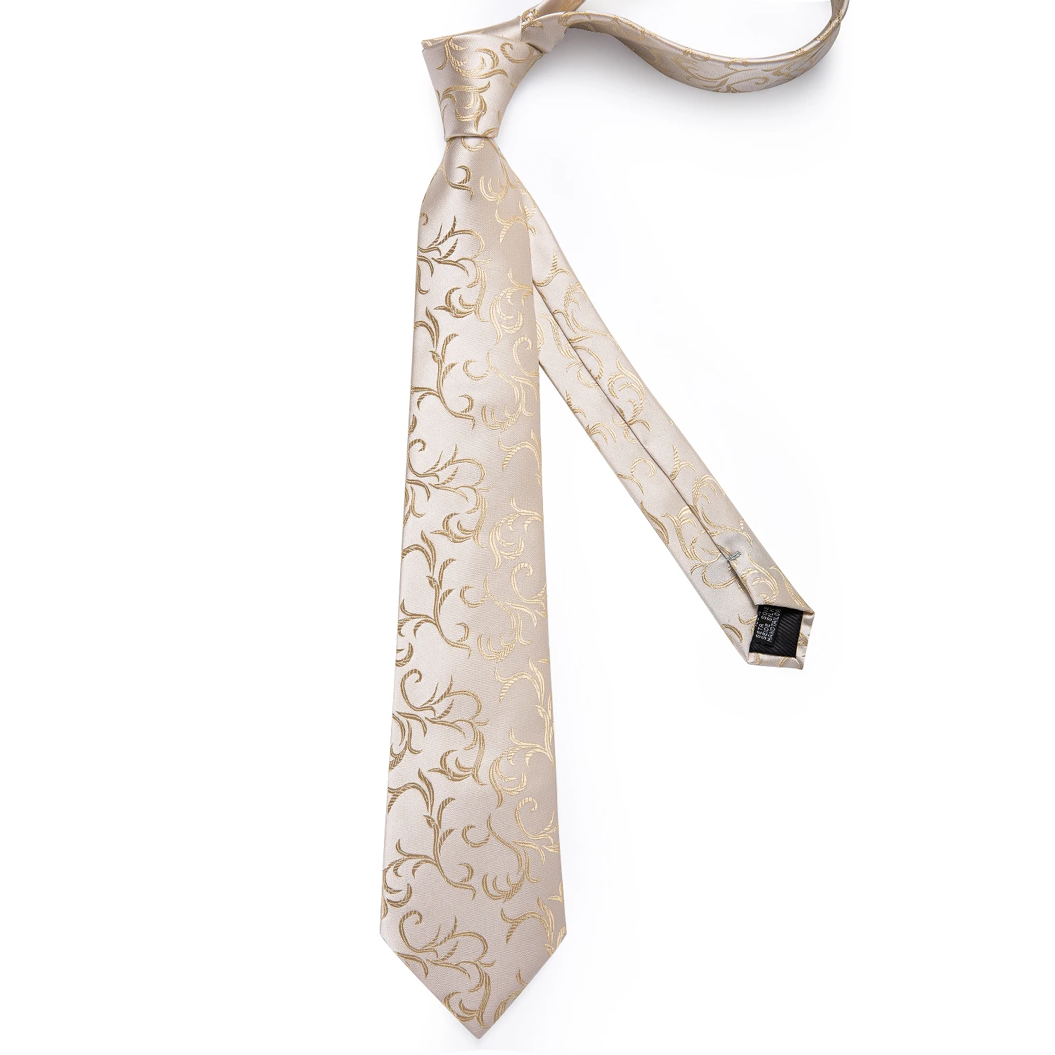 Beige Floral Herren Krawatten Taschentuch Manschettenknöpfe Hochzeit Party Krawatten für Männer Edelstahl Drachen Ring Männer Accessoires Geschenk – Detail 20