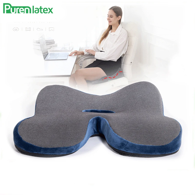 

PurenLatex 42*42 Orthopedic Coccyx Memory Foam Cushion Chair Cushion Seat Pad Wheelchair Mats For Postpartum Hemorrhoid Treat