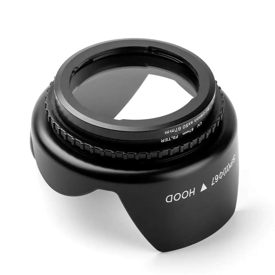 67mm UV Filter & Lens Hood Cap , Adapter Ring for Canon Powershot