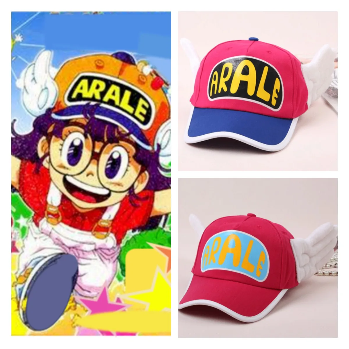 Anime Dr. slump cute angel wing Hat Adult Children's cotton baseball cap sun hat