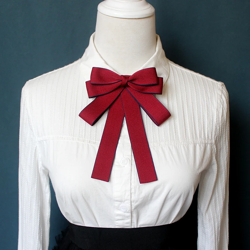 Vintage Fashion Retro muszka broszka biżuteria wstążka Party broszki dla kobiet dziewczyn płaszcz do koszuli garnituru kołnierz szpilki akcesoria prezenty