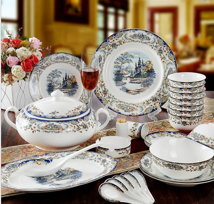 Guci Tableware glaze Jingdezhen 56 PIECES  bone china tableware sets Edinburgh wedding gifts housewarming glaze