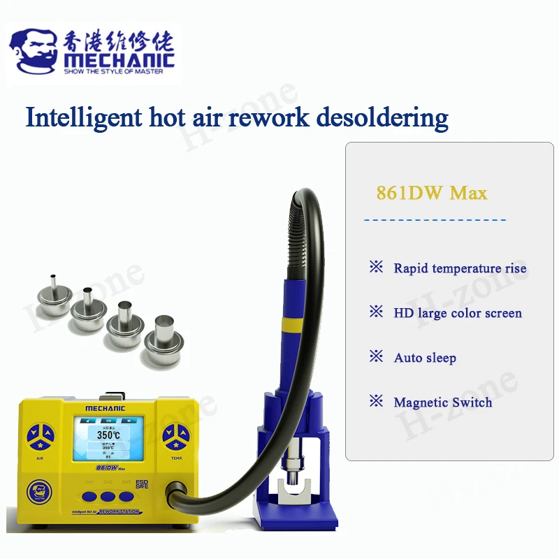 

MECHANIC 861DW max 110V/220V Rework Station 1000W BGA Soldering Hot Air Gun For Motherboard PCB Desoldering Repair + nozzles