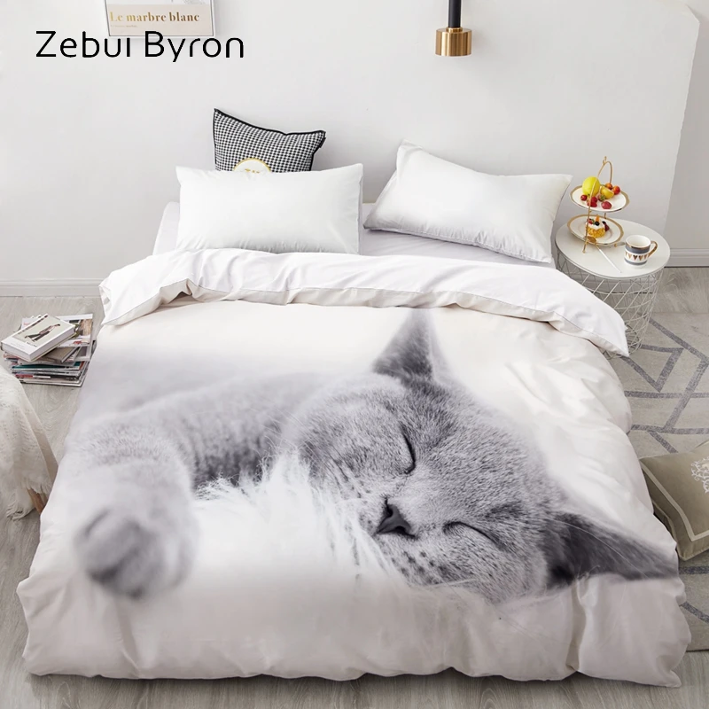 3D Duvet Cover,Comforter/Quilt/Blanket case Double/Queen/King,Bedding Custom/220x240/200x200,Animal Sleeping cat,Drop ship