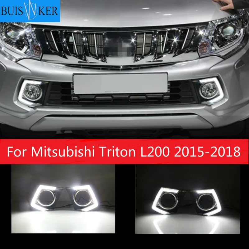 

2PCS LED Daytime Running For Mitsubishi Triton L200 2015 2016 2017 2018 Dimming Function Relay 12V Car LED DRL Lamp Waterproof