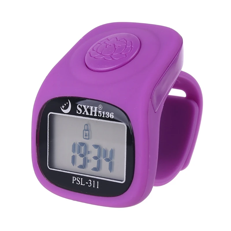 6 Digital Finger Tally Counter 8 Channels with LED Backlight Time Chanting Prayer Silicone Ring Electronic Hand Counter